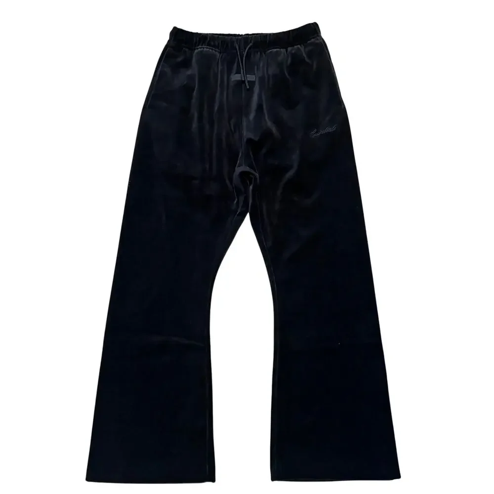 Fear of God ESSENTIALS Vintage Black Velour Flare Sweatpants BLACK Sz 12